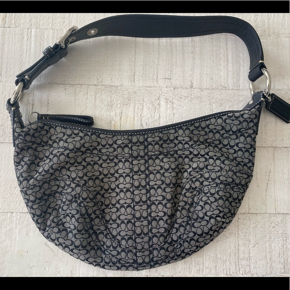 Coach small hobo bag signature canvas black purse - Picture 1 of 10